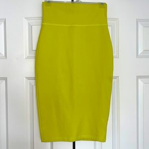 Bebe Neon Green/yellow high waisted pencil skirt size S